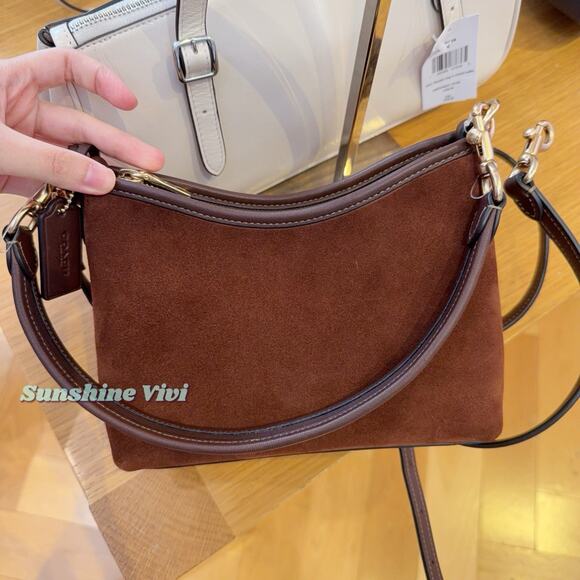 NWT Coach Laurel Small Shoulder Bag With Tassels CCF14 Suede Vintage Brown/Maple - Picture 2 of 6